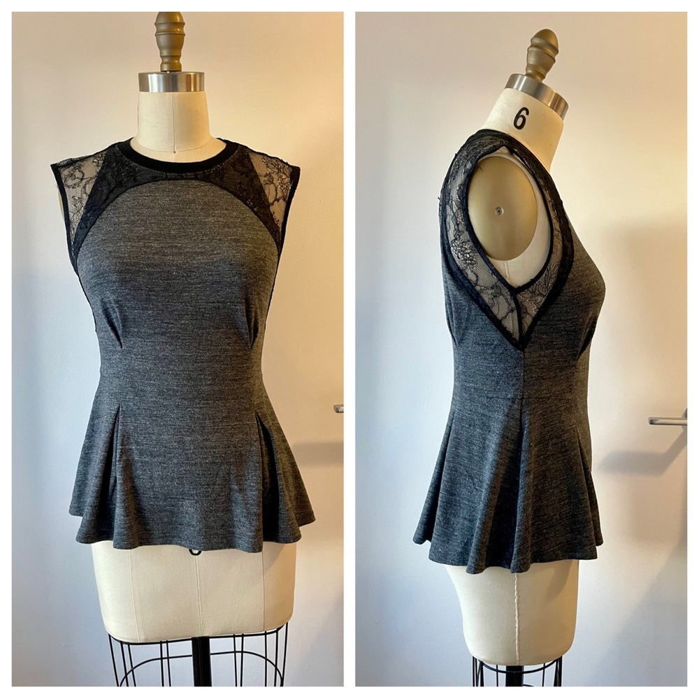 Elegant Black Lace Trim Women's Top